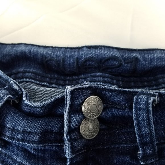 Rue 21 Jeans Juniors Size 1 Mid Rise Double Button Jegging Dark Wash Blue Denim - Picture 10 of 15